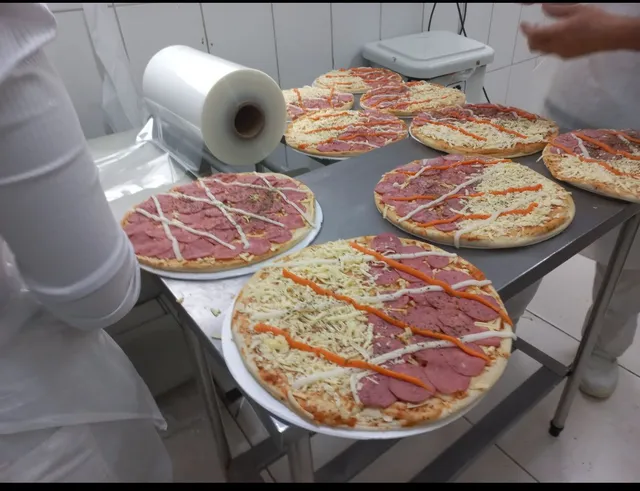 Linha de produção de pizza de alta velocidade para pizza congelada, assada e pronta para comer